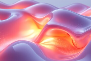 Obraz premium A mesmerizing abstract image featuring soft, flowing waves of fabric-like textures in soothing pastel shades of pink, purple, and orange. 