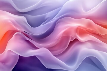 Obraz premium A mesmerizing abstract image featuring soft, flowing waves of fabric-like textures in soothing pastel shades of pink, purple, and orange. 