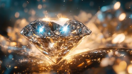 Obraz premium A sparkling diamond under unique lighting, emphasizing its brilliance and clarity.
