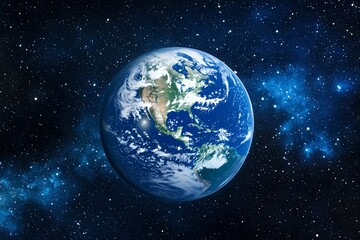 Fototapeta premium A vivid depiction of Earth in space, showcasing its beauty and the surrounding cosmos.
