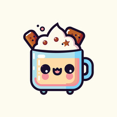 Christmas kawaii Hot Old Fashioned Eggnog Coffee cup flat icon