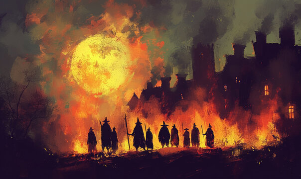 guy fawkes night , holiday fire background, cartoon illustration.