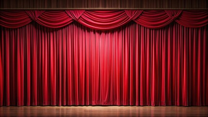 Closed red stage curtains in a theater , theater, performance, drama, entertainment, show, spotlight
