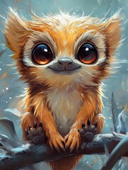 Obraz premium Cute Fantasy Creature with Big Eyes
