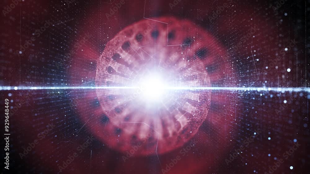 Poster futuristic shiny loop cyberspace with 3d dna chain rotation background.