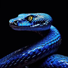 Fototapeta premium the AI Image Generator, blue viper snake on a branch