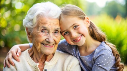Grandmother and Granddaughter Sharing a Moment of Love and Happiness in Nature.