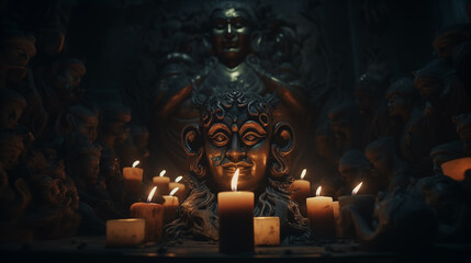 Fototapeta premium an occasion to offer sacrifices to ancient idols by lighting candles