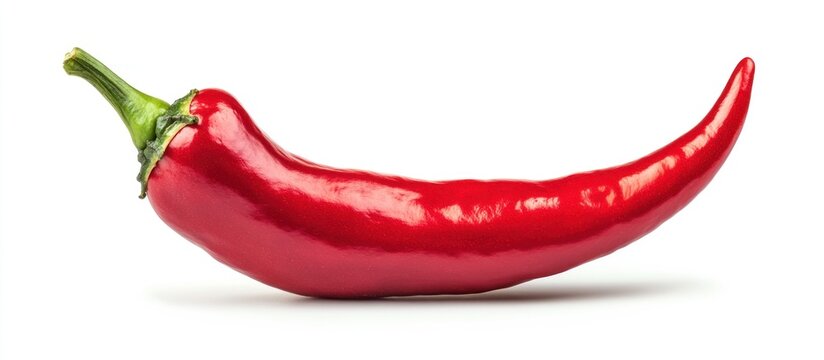 Single Red Chili Pepper on White Background