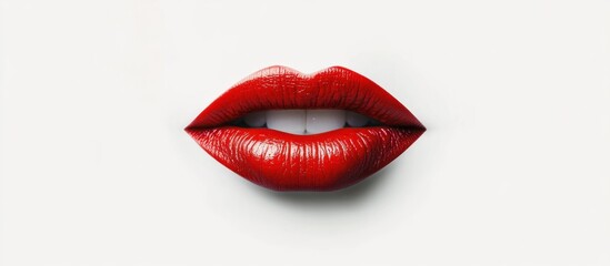 Obraz premium Close-up of Red Lips with Glossy Finish