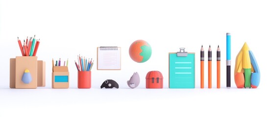 Obraz premium Back to School Supplies 3D Rendering