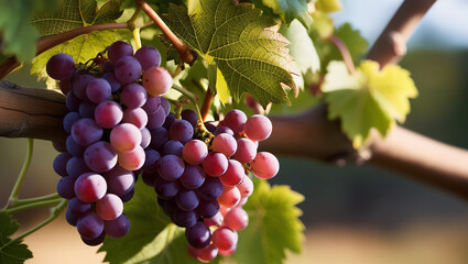 image of fresh grapes, on green leaves stock