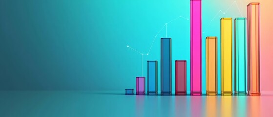 Obraz premium 3D bar chart with bright colors and clear data points, background, Generative AI
