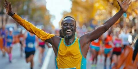 African man finishes marathon