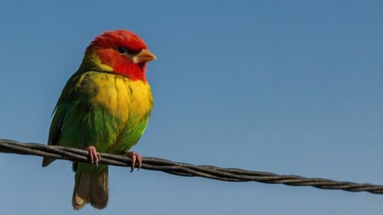 Vibrant blue and yellow macaws with powerful beaks pose on a branch, showcasing their exotic beauty against a lush green backdrop