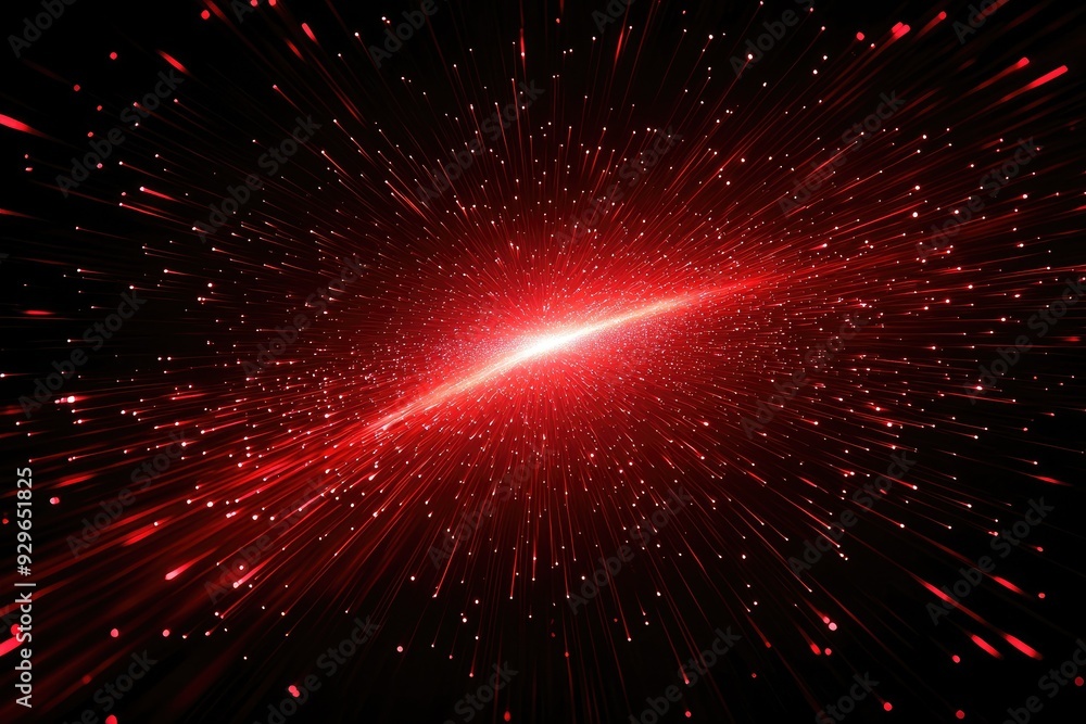 Poster a vibrant red light burst creating a dynamic visual effect, perfect for backgrounds or artistic proj