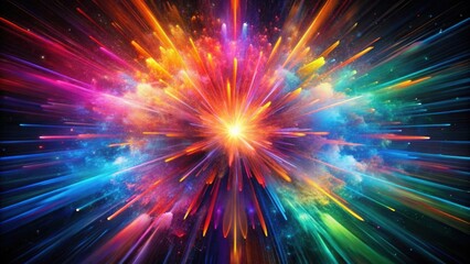 Vibrant explosion of color in a dark void creating mesmerizing display of light and texture, colorful, explosion, vibrant