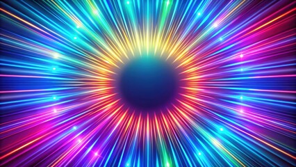 Obraz premium Neon colored holographic sunburst design, neon, holographic, sunburst, vibrant, colorful, abstract, futuristic, shiny