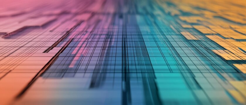 3D matrix plot with color variations and grid overlays, background, Generative AI
