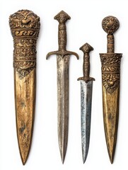 Ornate Daggers and a Sword Displayed