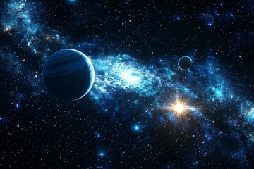 Space cosmic illustration with planets scene created with Generative AI