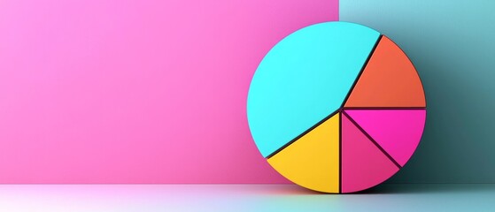 3D pie chart with gradient shading and interactive segments, background, Generative AI