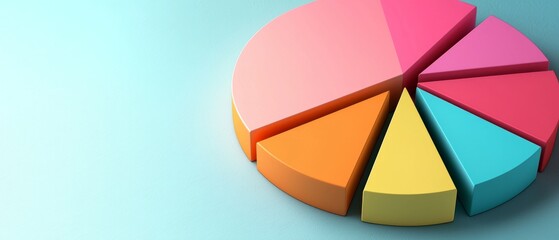 3D pie chart with gradient shading and interactive segments, background, Generative AI