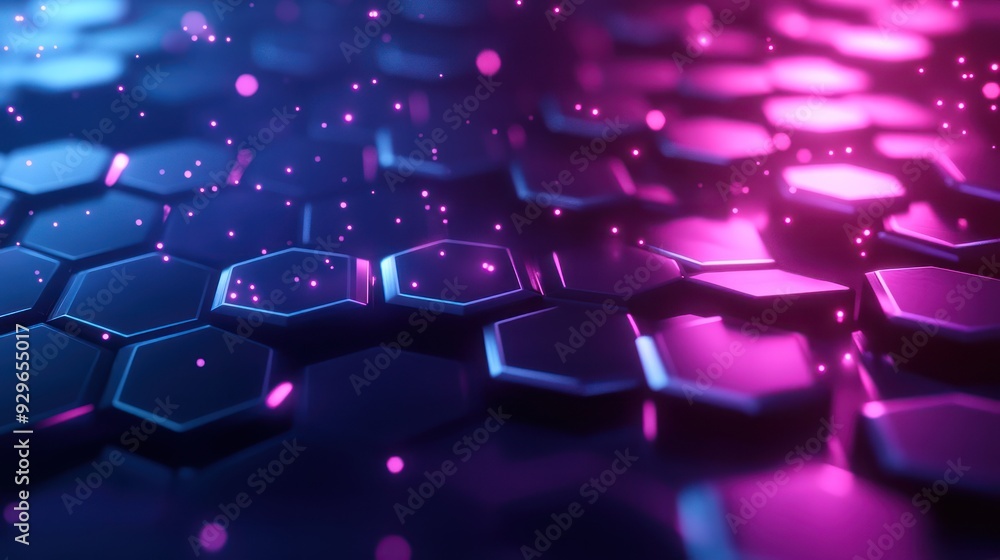 Poster abstract hexagon pattern with glowing lights
