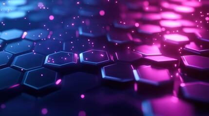 Obraz premium Abstract Hexagon Pattern with Glowing Lights