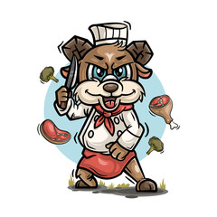 cute goat chef mascot cartoon character design