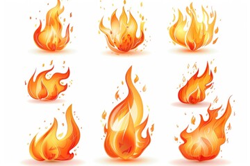 Fire Icons on White Background