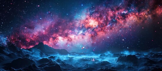 Fototapeta premium Night Sky Over a Surreal Mountain Range