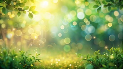 Fototapeta premium Abstract nature background with soft blurred bokeh lights, abstract, nature, background, bokeh, lights, soft, blurred, serene
