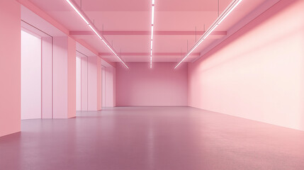 Obraz premium Empty garage space, pastel-colored walls, sleek and clean aesthetic