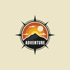 Vector Logo Illustration Mountain Emblem Style