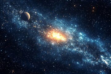 Space cosmic illustration with planets scene created with Generative AI