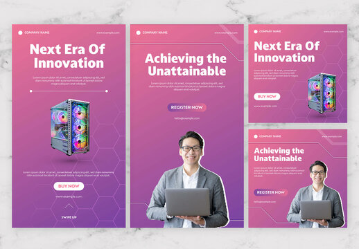 Pink And Purple Gradient Clean Story & Post