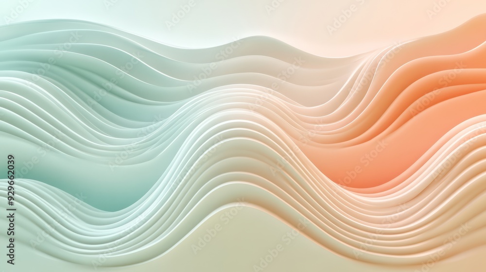 Poster abstract 3d wave background design with green and orange color gradient