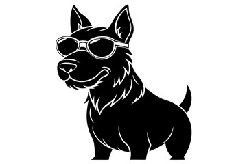 dog silhouette with sunglass 