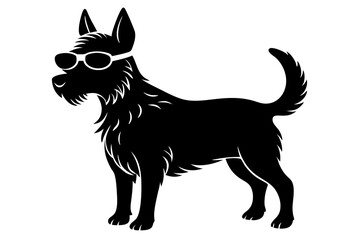 dog silhouette with sunglass 