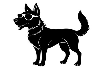 dog silhouette with sunglass 