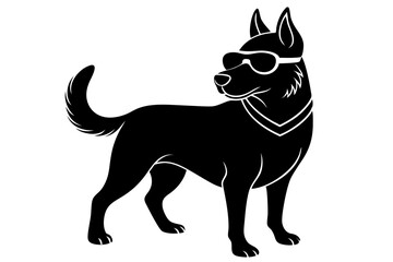 dog silhouette with sunglass 