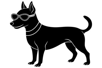 dog silhouette with sunglass 