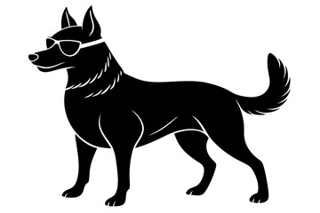 dog silhouette with sunglass 