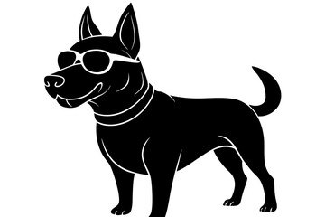dog silhouette with sunglass 