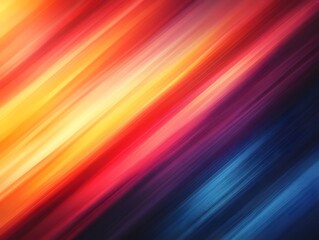 Obraz premium Vibrant diagonal streaks of color blend from warm yellows and oranges to cool purples and blues in a dynamic abstract background.