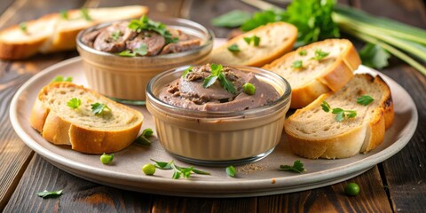 Fototapeta premium Chicken liver pÃ¢tÃ© with crostini