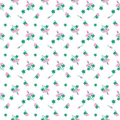 Vector pattern of fabric, wallpaper, wrapping paper. It is continuous and can be made in any size and repeated. The cute style is a lovely pink floral pattern.