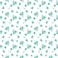 Vector pattern of fabric, wallpaper, wrapping paper. It is continuous and can be made in any size and repeated. The cute style is a lovely blue floral pattern.