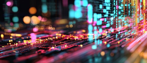 Obraz premium Digital wiring with intersecting circuits and data paths, background, Generative AI 